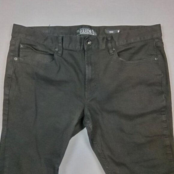Rude XXX Men's Size 38x30 Black Denim Skinny Pants - Picture 6 of 11